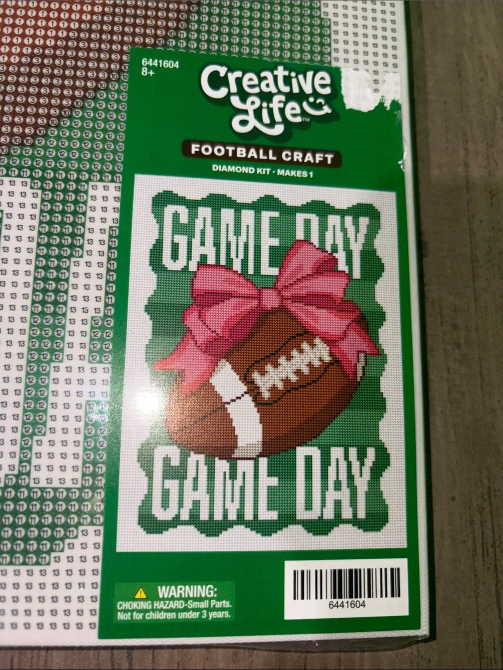 Creative Life Game Day Football Diamond Painting Kit Pink Bow Complete